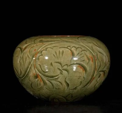 Old Chinese Song Yaozhou Kiln Brush Washer w/flower N3636