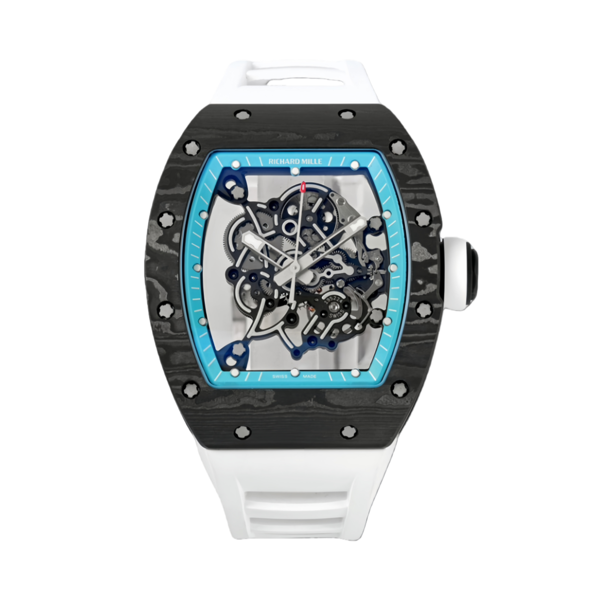 【7A Quality】Replica Richard Mille RM055 Limited Edition Abu Dhabi Yas Marina Circuit Swiss Movement Carbon Fiber Skeleton Watch