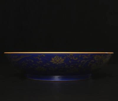 21CM Chenghua Signed Antique Chinese Blue Glaze Bowl W/phoenix