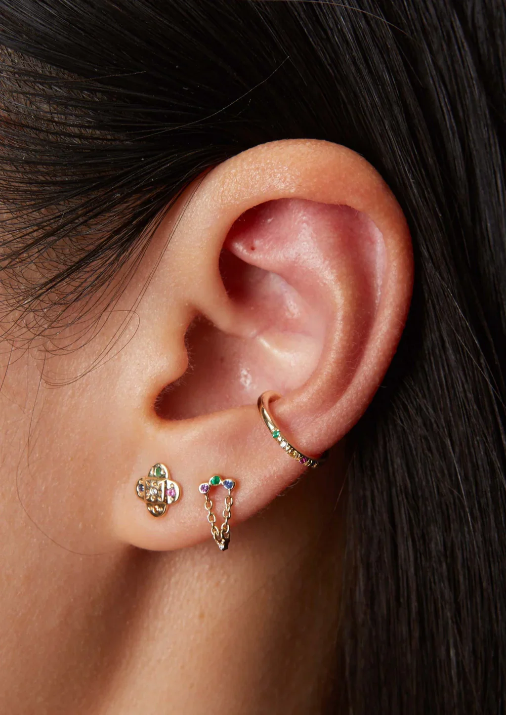 Rainbow Gems Ear Cuff