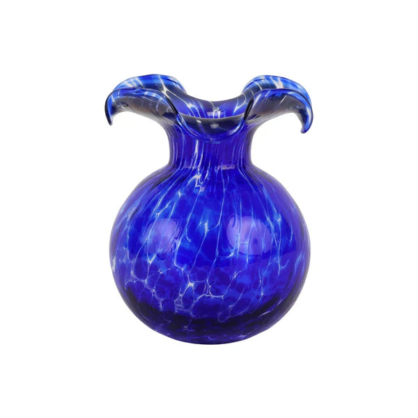 Floral Pattern Glass Clear Medium Fluted Vase