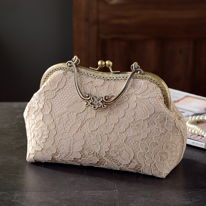 Lady bronze handbag lace messenger bag