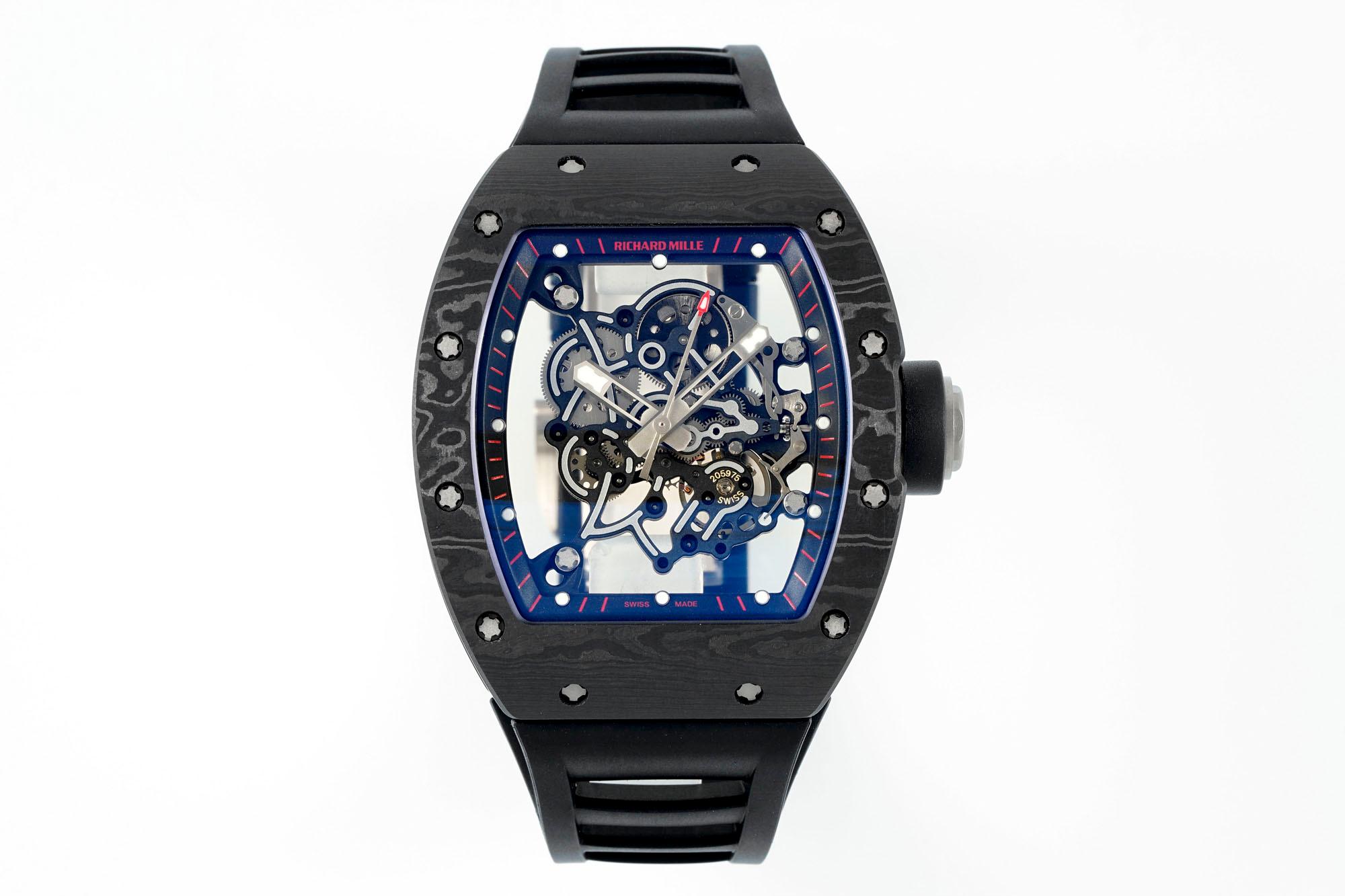 【7A Quality】Richard Mille RM055 Skeleton Watch with Black Rubber Strap – Super Clone