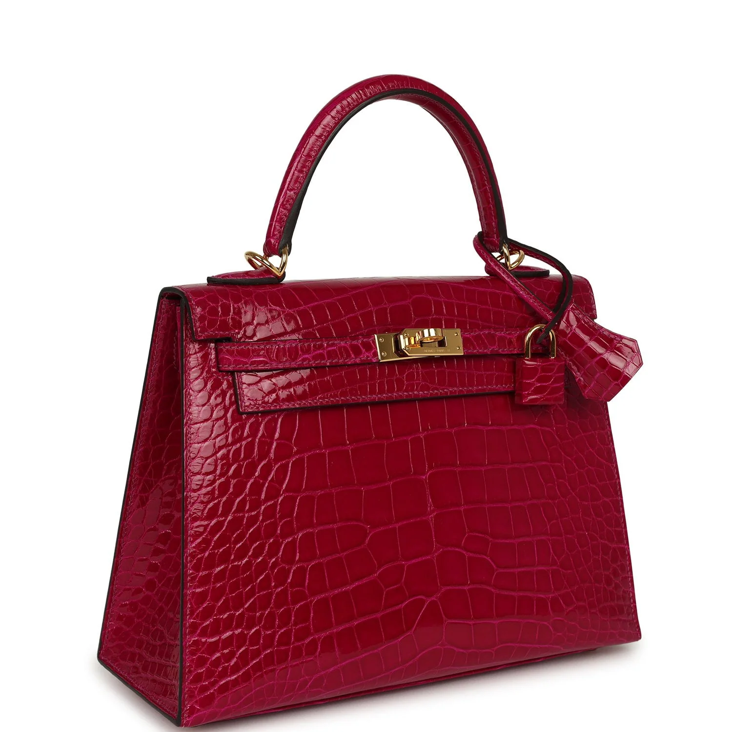 HERMÈS Kelly Sellier 25 Rose Pourpre Shiny Alligator Gold Hardware