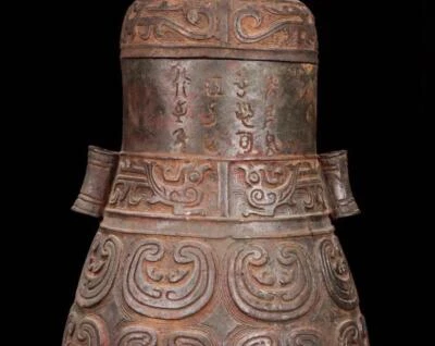 35CM Old Chinese Bronze Statue Vase Pot w/dragon N1757