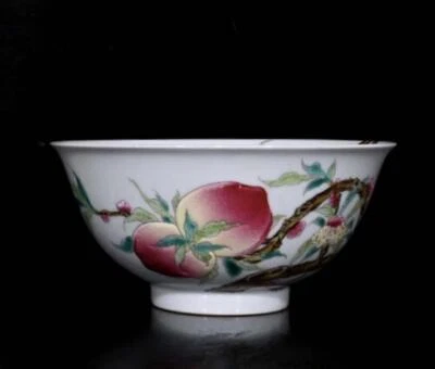Yongzheng Signed Old Chinese Famille Rose Bowl W/peach N126