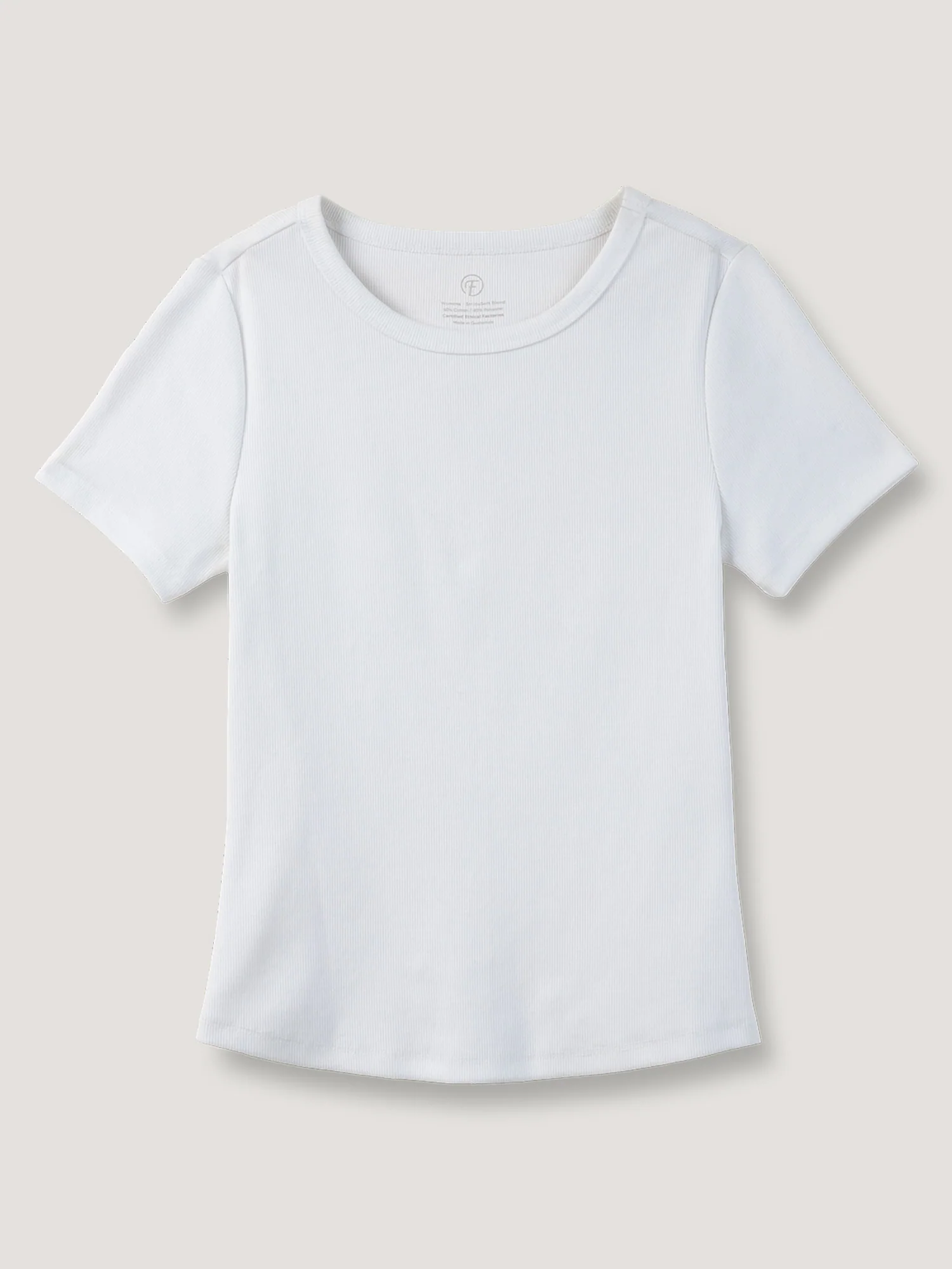 White Ribbed Crew Tee