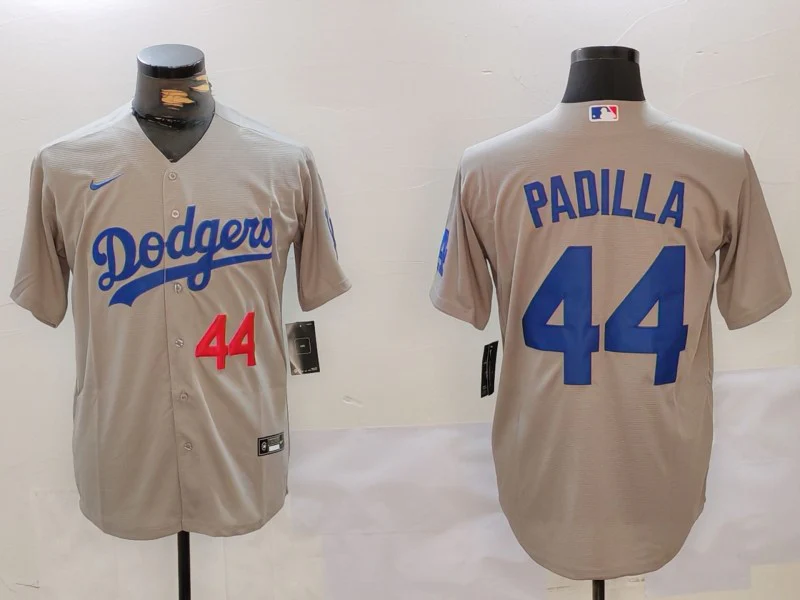 Men's Los Angeles Dodgers Vicente Padilla #44 Gray Replica Player Jersey