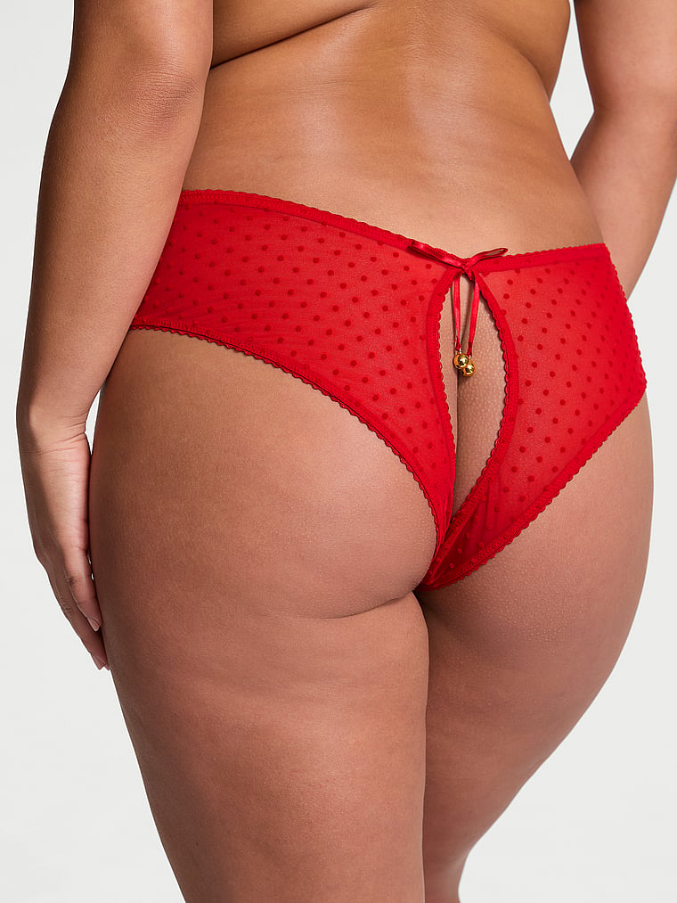 Very Sexy Jingle Bells Mesh Crotchless Cheeky Panty Novelty