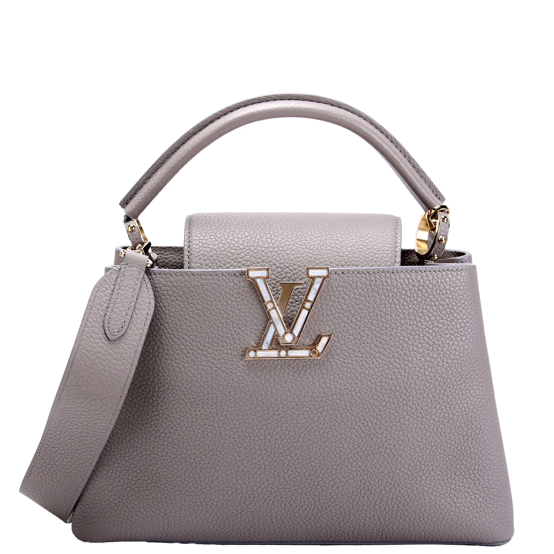 LOUIS VUITTON Capucines MM Taurillon/Moonstone Grey