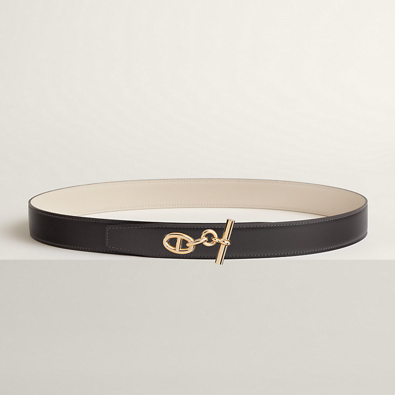 Yachting belt buckle & Reversible leather strap 32 mm