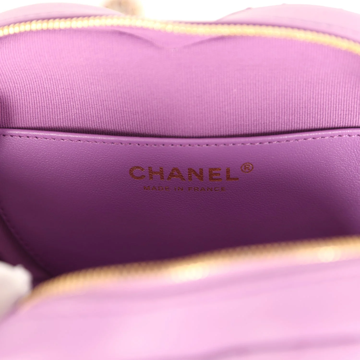 Chanel CC In Love Large Heart Bag with Chain Purple Lambskin Light Gold Hardware