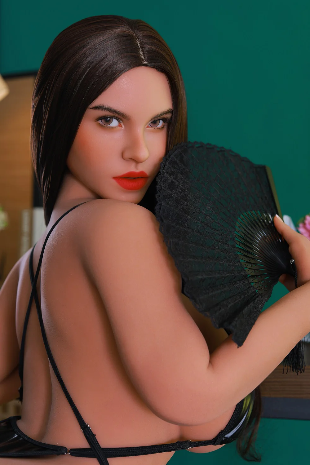 US Stock - RIDMII Unique Design 5ft45/ 166cm #864E Abella Blowjob ROS Soft Silicone Head + TPE Body Big Tits Brown Sex Doll