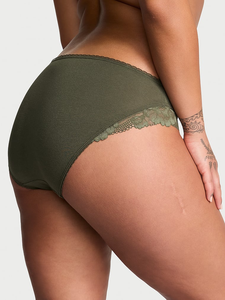 Victoria's Secret Stretch Cotton Lace-Trim Bikini Panty Novelty