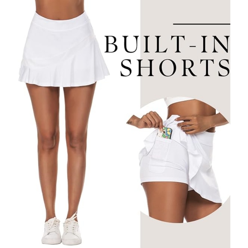 Womens Tennis Skirt Pleated Athletic Skort with Anti-Slip Strip