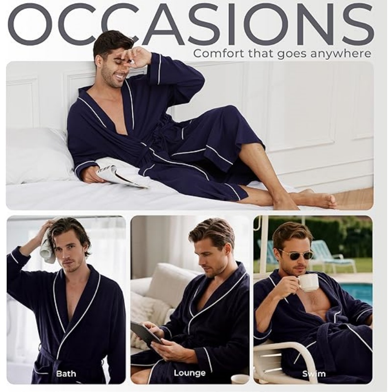 100% Cotton Men's Knit Bathrobe