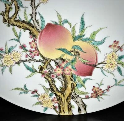 41CM Yongzheng Signed Old Chinese Famille Rose Dish W/peach N3155