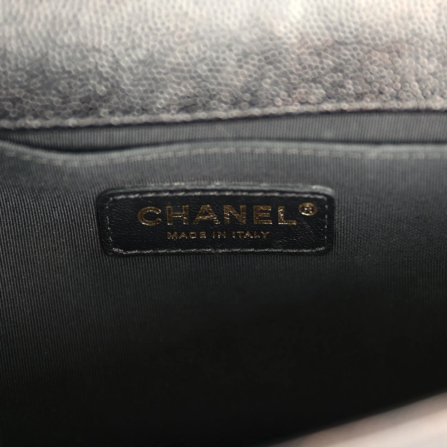 Chanel Medium Chevron Boy Bag Black Caviar Antique Gold Hardware