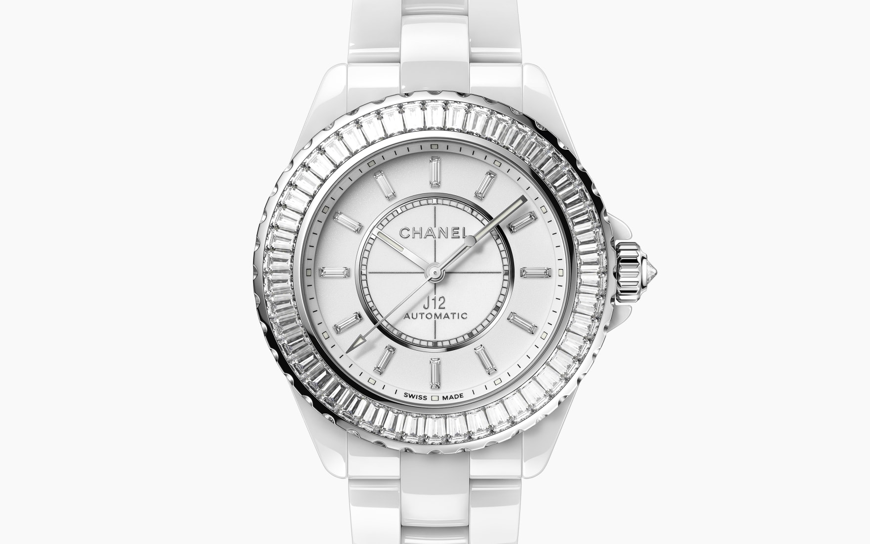 J12 Baguette Diamond Bezel watch Caliber 12.1, 38 mm