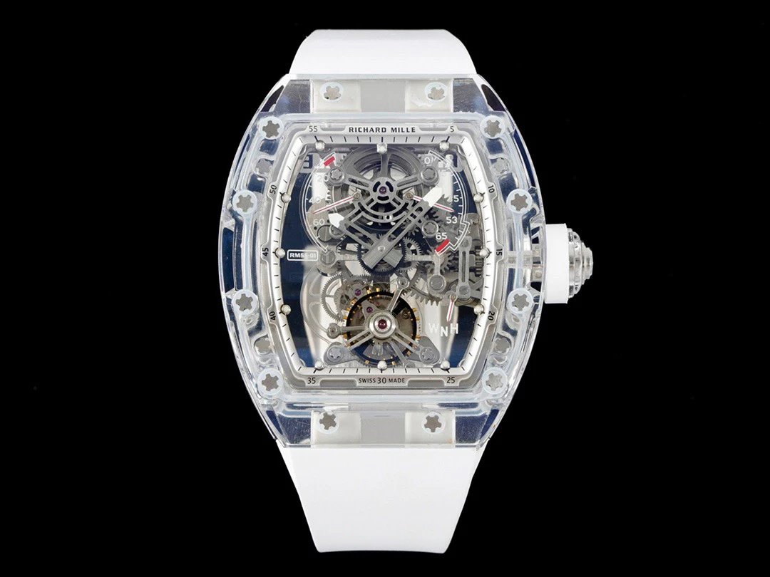 【7A Quality】Best Swiss Replica Richard Mille RM 56-02 Tourbillon  White Dialand White Strap
