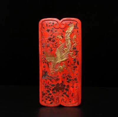 Peng Yuanrui Signed Antique Chinese Red Ink Stick w/phoenix
