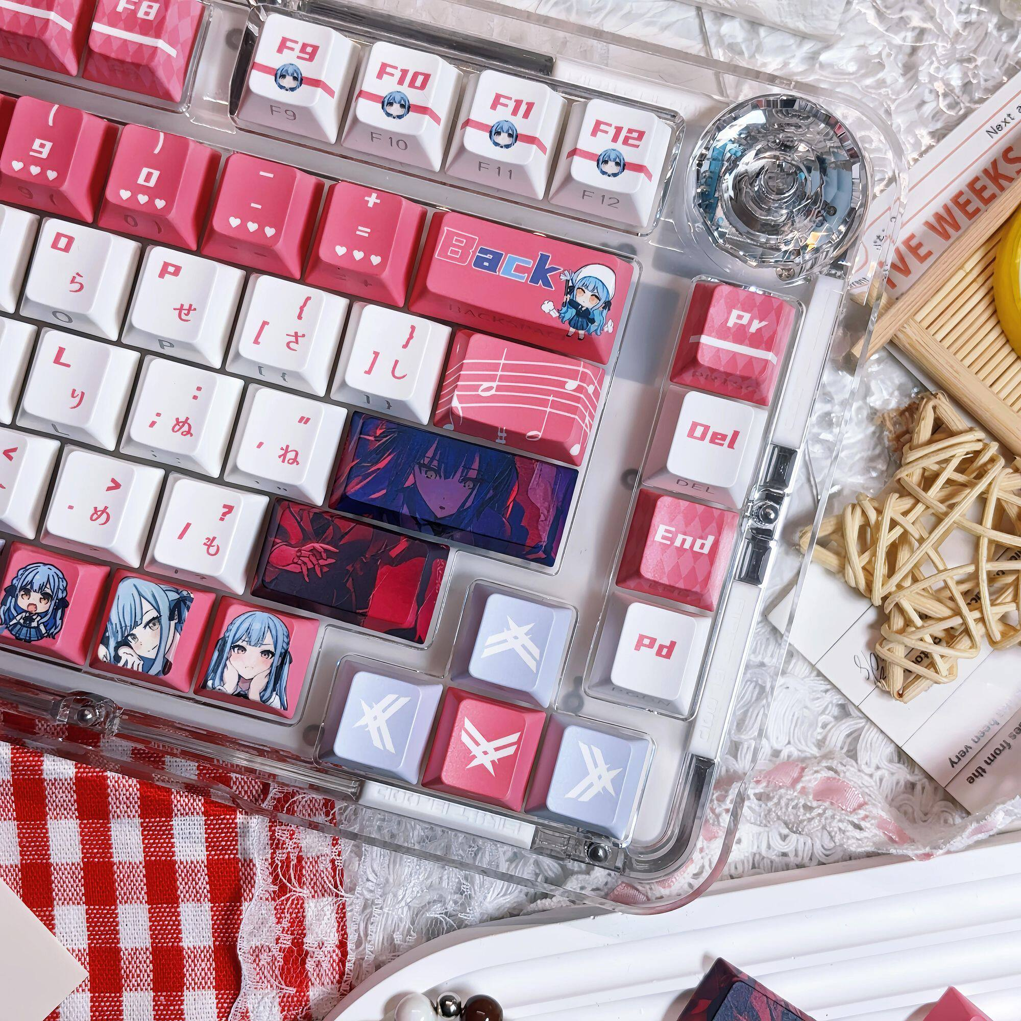 BanG Dream! Sakiko Toyogawa Themed Double-Printed Keycap Set – PBT 5-Side Dye-Sublimation Cherry Profile Mini Kit – Shine-Through