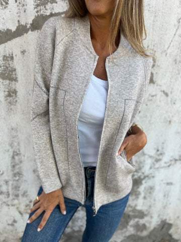 🌲 SALE🔥Casual Round Neck Zipper Thin Jacket