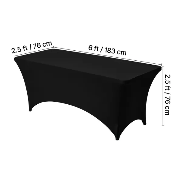 6 Pack Table Cloth for 6FT Rectangular Fitted Events, Wrinkle-Resistant Stretch Black Table Covers, Washable Spandex Tablecloth Protector, for Party, Wedding, Cocktail, Banquet, Festival