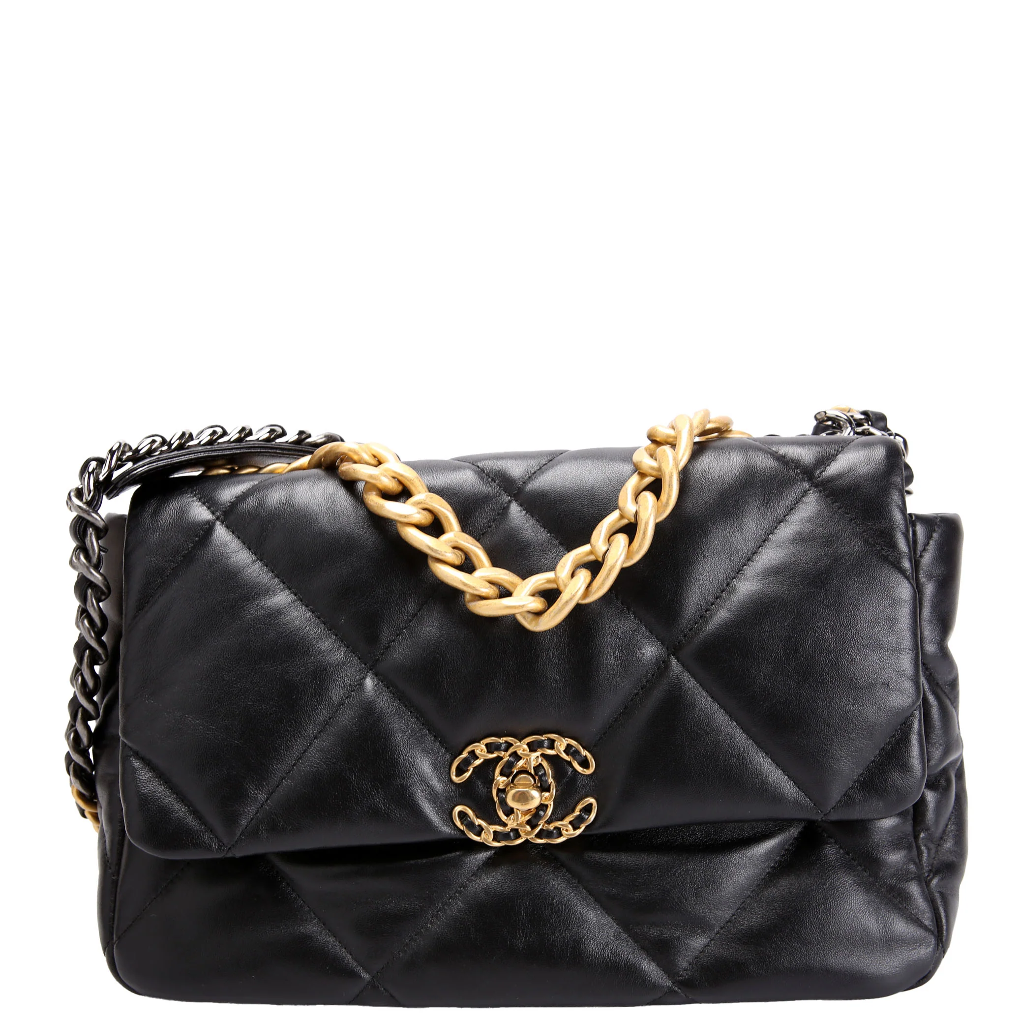 CHANEL Quilted Goatskin 19 Large Flap RFID Black
