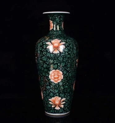 30CM Kangxi Signed Old Chinese Wucai Vase W/ dragon N111