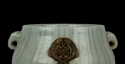 Old Chinese Ge Kiln Pot Zun w/ear N3954