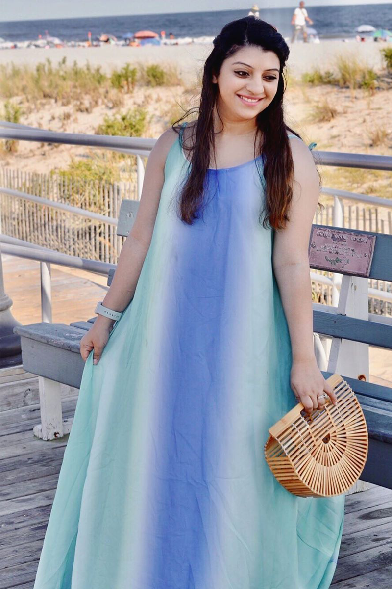 Pocket Tie Dye Print Spaghetti Strap Maxi Dress