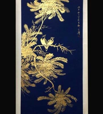 Wang Xuetao Signed Chinese Hand Painted Calligraphy Scroll w/bird N2707