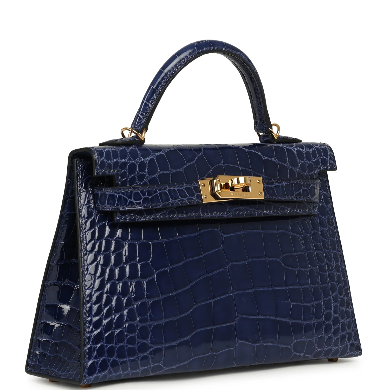 HERMÈS Kelly Sellier 20 Bleu Saphir Shiny Alligator Gold Hardware