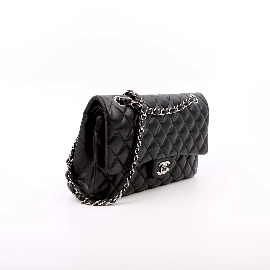 CHANEL Classic Flap Medium Lambskin 29M Black/Silver