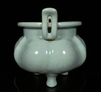 Old Chinese Ru Yao Ru Kiln Incense Burner w/feet Q1025