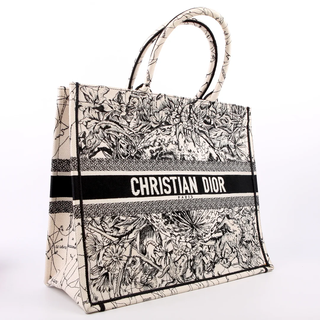 DIOR Book Tote Large White/Black