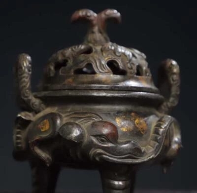 Yunshang Signed Old Chinese Bronze Incense Burner w/elephant N2884