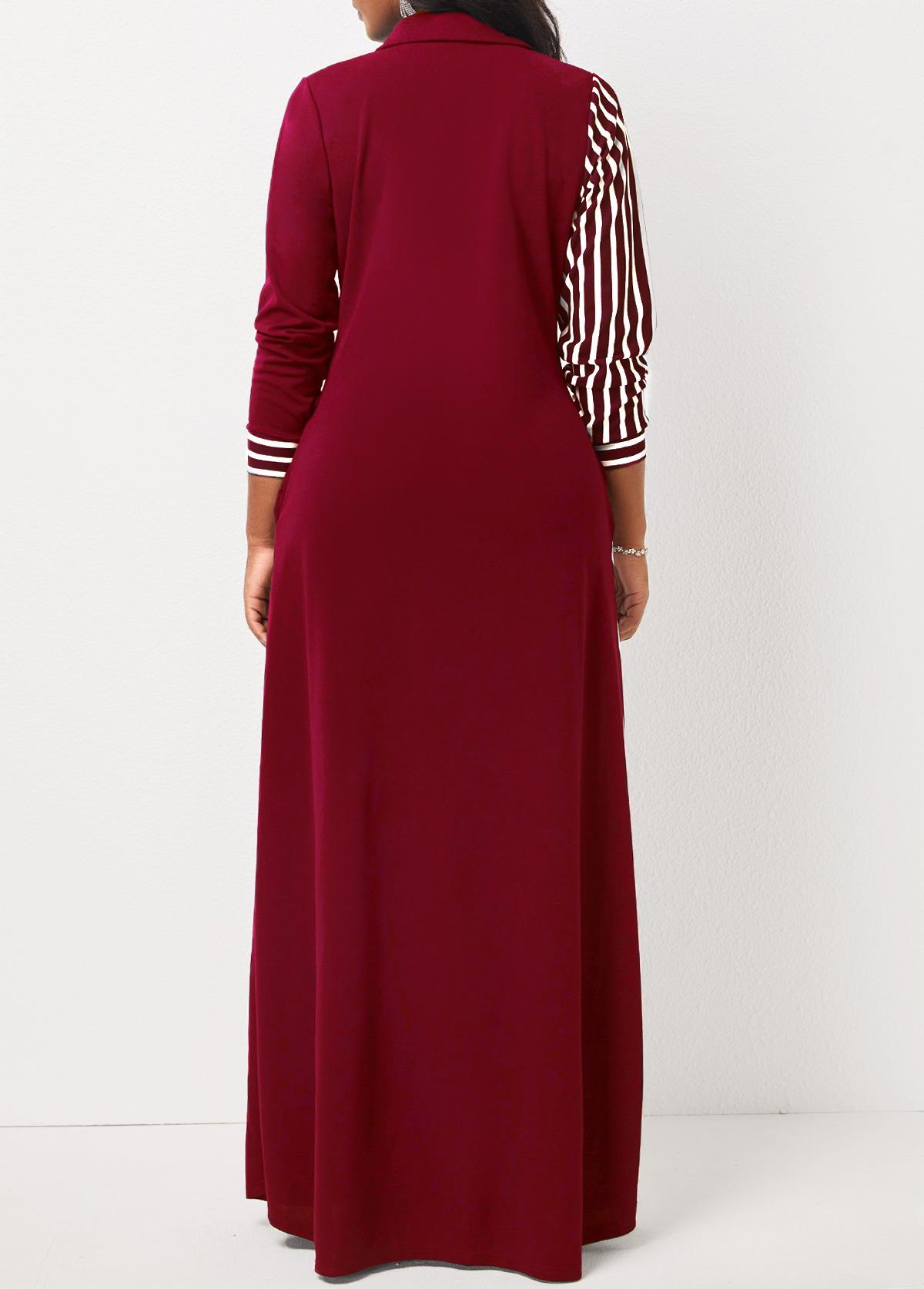 Striped Pocket H Shape Maxi Dress