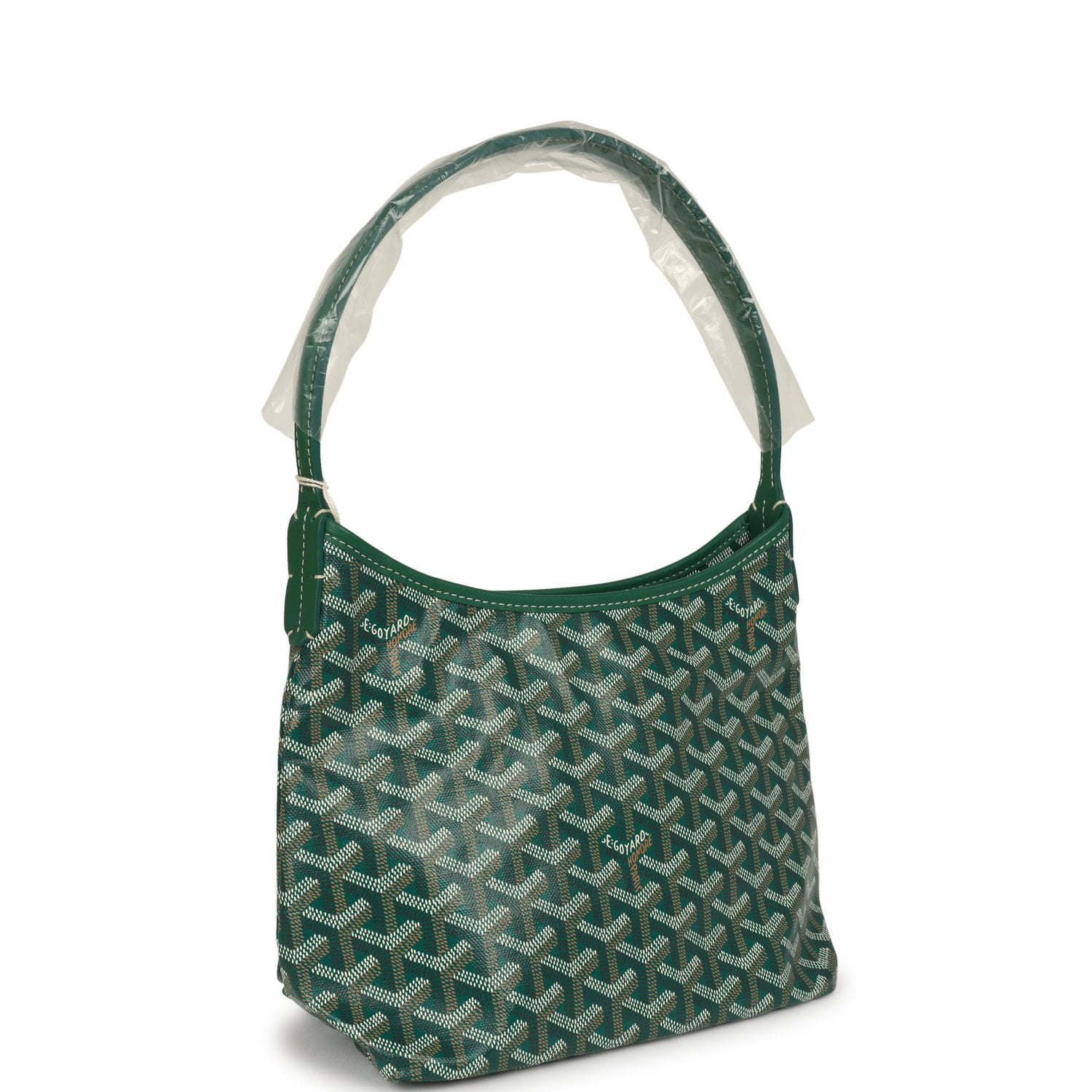 GOYARD Goyardine Green Bohème Mini Hobo Bag Palladium Hardware