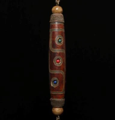 81G Old Chinese Carved Nephrite Tibet Agate Dzi Tianzhu Beads