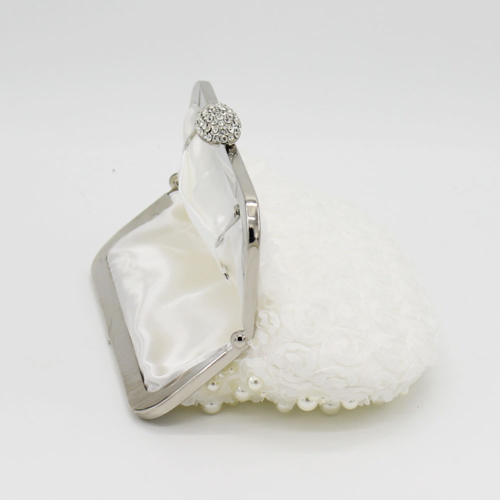 Fashion rhinestone rose lace pearl clutch bag
