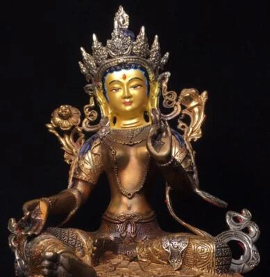 30CM Old Chinese Bronze Gilding Statue Buddha CK338