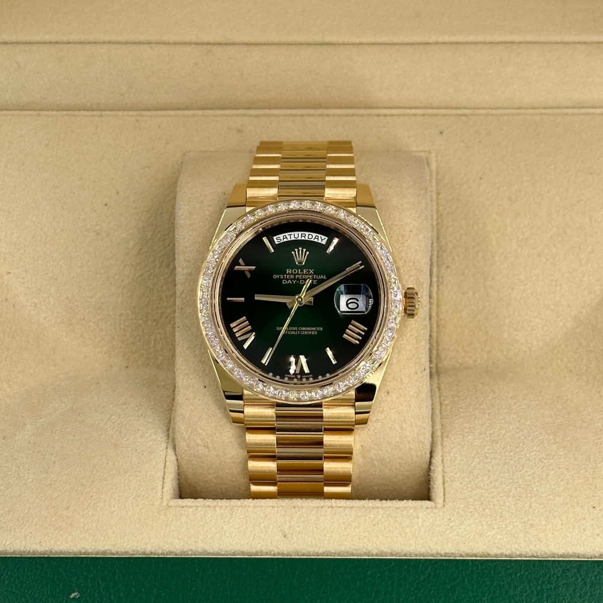 RLX Day-Date 40mm 228398TBR-0042 Green Ombré Dial President Watch