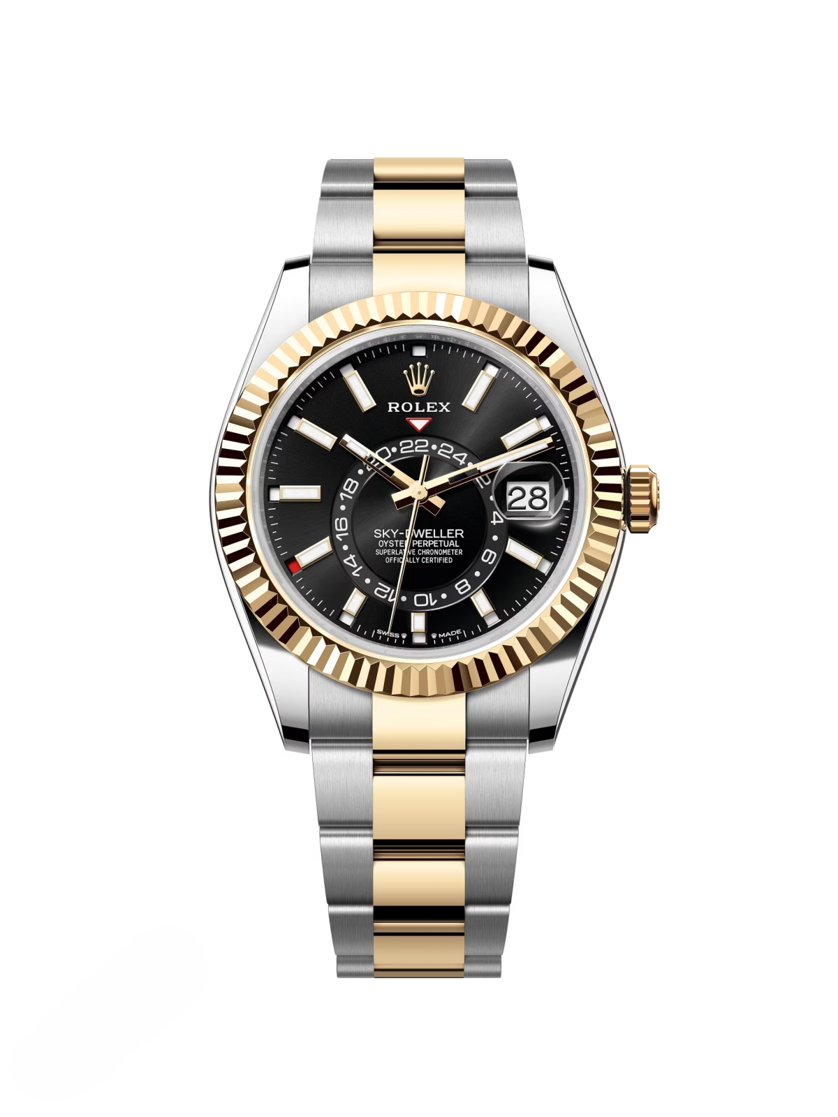 RLX  Sky-Dweller 42mm 336933-0003/0004 Two-Tone Yellow Gold Black Dial Jubilee