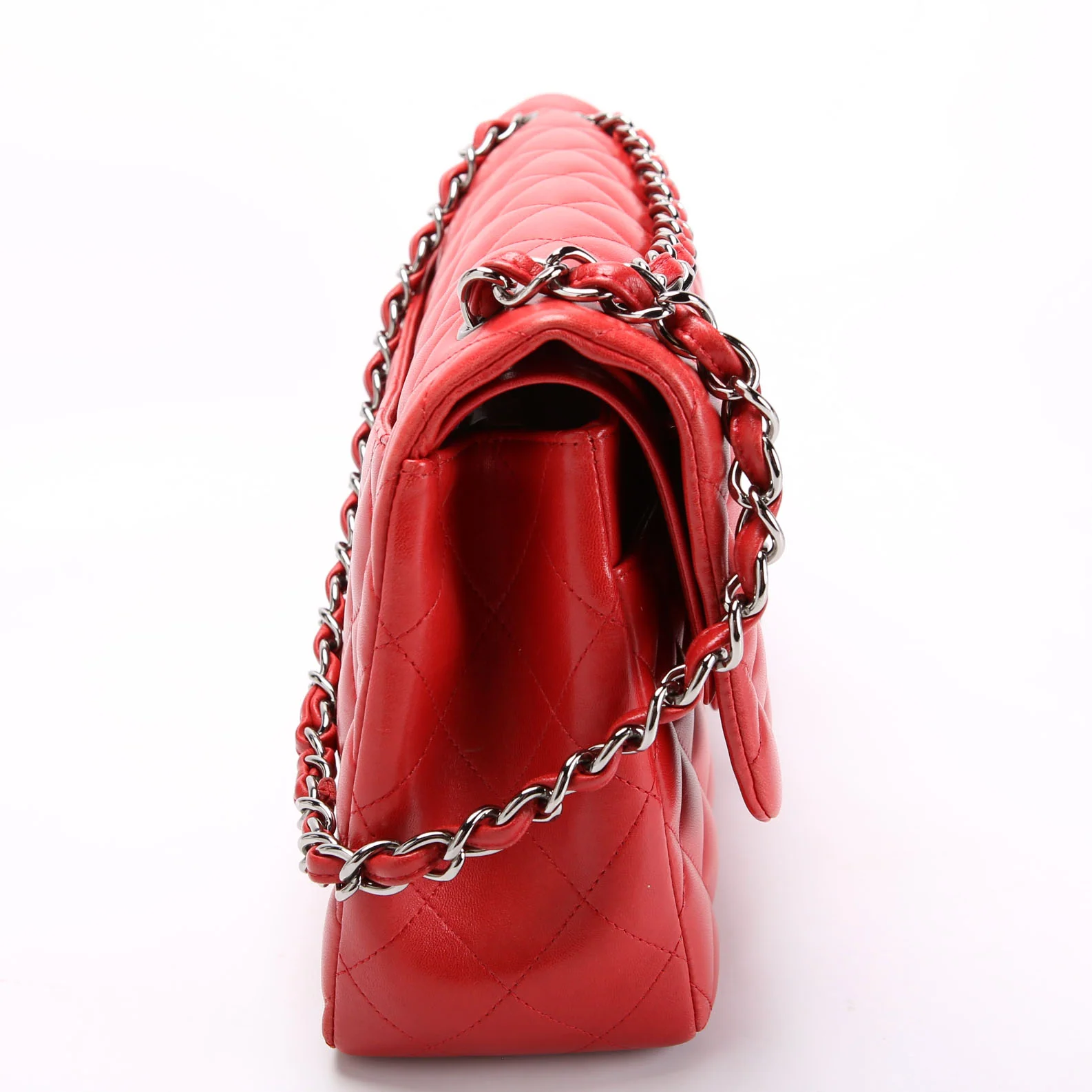 CHANEL Classic Flap Jumbo Lambskin 17-20M Red