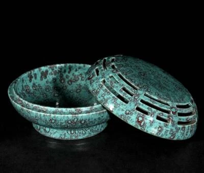 Qianlong Signed Old Chinese Lujun Glaze Incense Burner W/pattern N3576