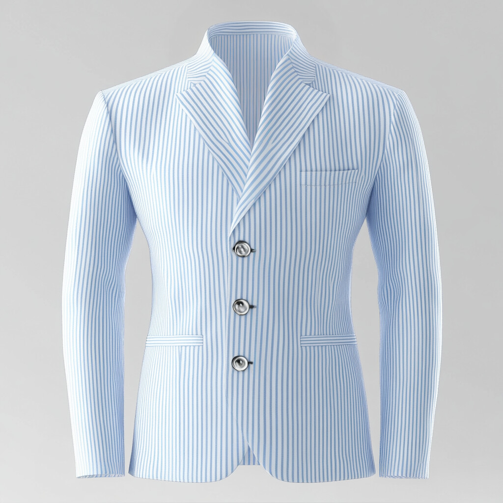 Men's Lapel Collar Three Button Long Sleeve Striped Blazer