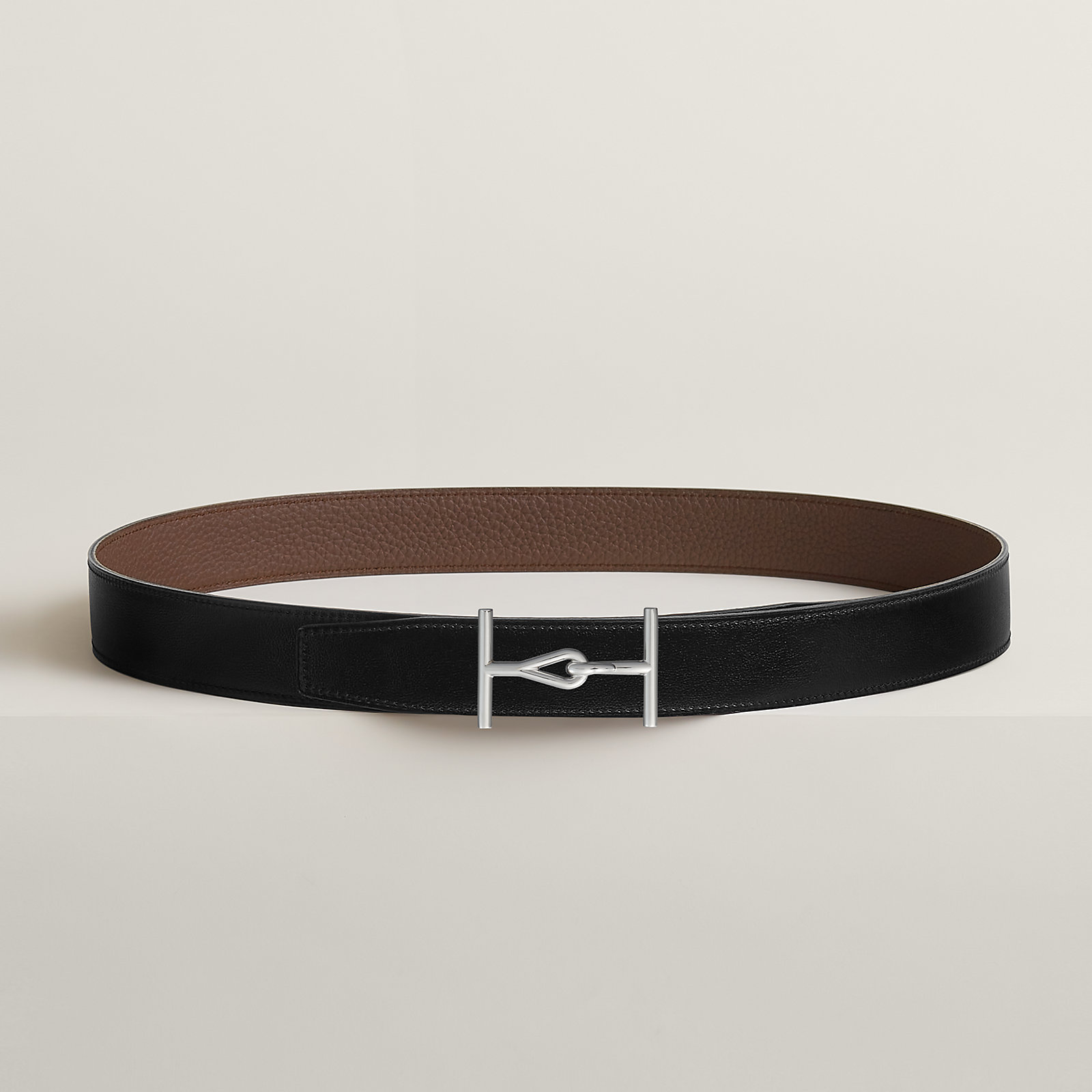 Jumbo belt buckle & Reversible leather strap 32 mm