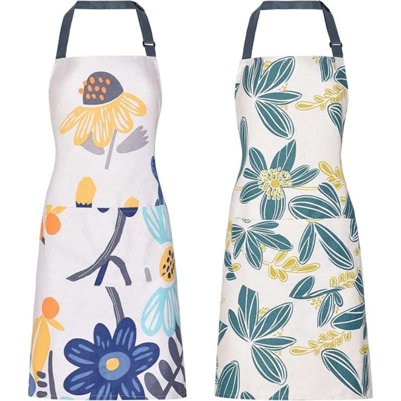 MORWEN 2 Pack Floral Apron for Women with Pockets